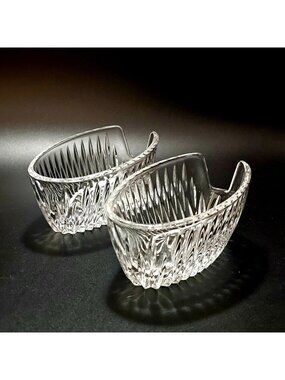 Princess House Highlights Spoon Holder Crystal 5.5" fork utensil rests 2pc buffe